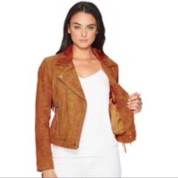 BLANK NYC moto jacket suede buttercup w/fringe NEW Small - Picture 2 of 10
